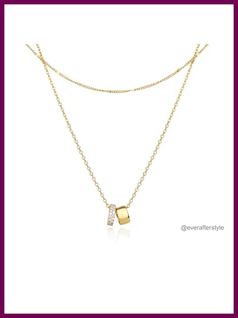 18K Gold Plated Cubic Zirconia Double Layer Pendant Necklace